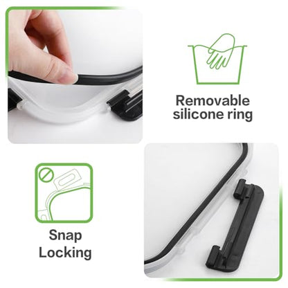 HOMBERKING 4 Pieces 63oz/8cup Large Glass Food Storage Containers with Lids, Meal Prep Containers, Airtight Bento Boxes with Leak Proof Locking (2 Containers + 2 Lids) - Microwave, Oven Safe - color: Black, size: 2 Sets