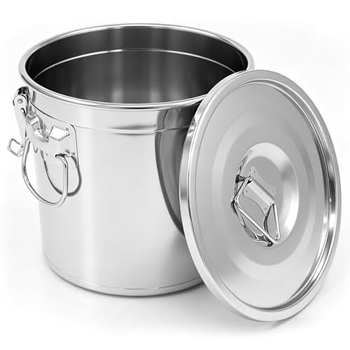 304 Stainless Steel Airtight Food Storage Containers 3.17gal/12L with Locking Lids & Clips Large Kitchen Jar for Rice, Flour, Sugar, Grain, Coffee Beans - size: 12L