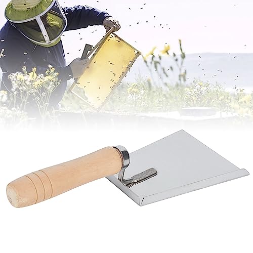 Stainless Steel Beeswax Scraper and Shovel with Wooden Handle for Beekeeping, Hive Cleaning, and Honey Harvesting
