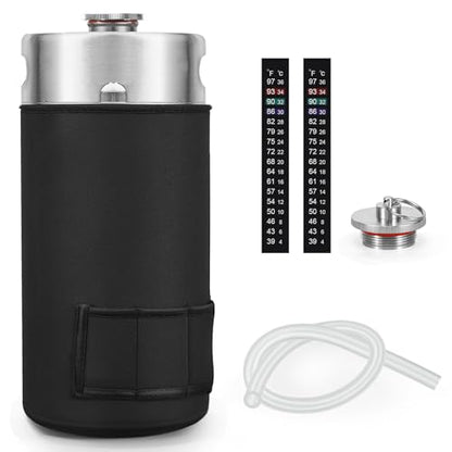 Mini Keg Growler 128oz Stainless Steel Mini Keg Portable Keg Homebrew Growler Pressurized Growler with Exhaust Valve Cap Mini Keg Insulator Sleeve Seal Knob Cover - Silver