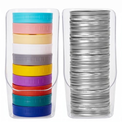 2 Pcs Mason Jar Lid Organizer & Holder, Low Profile Canning Jar Lid Storage Rack Fit Wide & Regular Mouth, Transparent Kitchen Storage Box Countertop Organizer