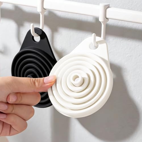 4-Pack Silicone Collapsible Funnel Set - Small & Large Foldable Kitchen Funnels for Liquid Transfer, Food-Grade & Easy to Store, Perfect for Filling Water Bottles & Jars
