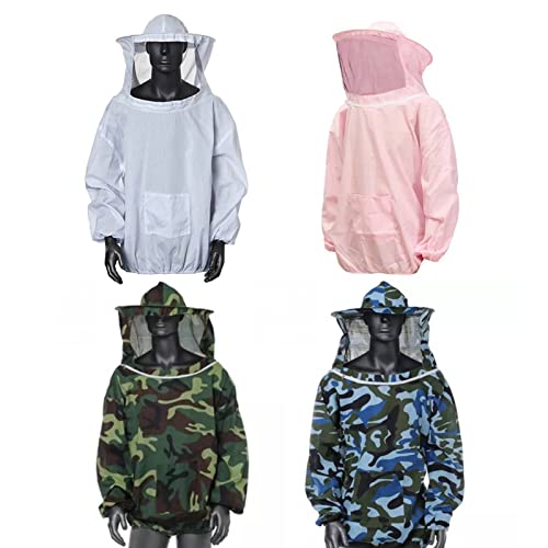 Beekeeping Suit - Beekeeping Jacket Professional Total Ventilated Beekeeping Protective Jacket with Veil Hood(Camouflage Green)