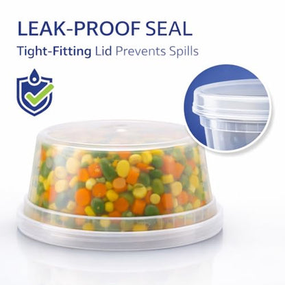 16 oz [24-Pack] Microwavable Plastic Deli Food Storage Containers with Lids | BPA Free, leak-resistant, stackable and freezer-safe design helps keep food fresh and secure - size: 16 oz - 24 Pack