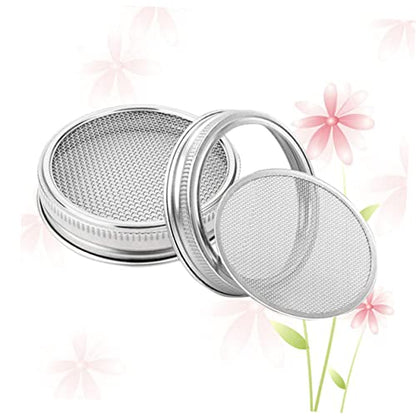 2pcs Stainless Steel Sprouting Jar Lids Wide Mouth Mason Jar Lids Straw for Sprouting Cans