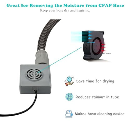 CPAP Hose Dryer for Universal 22mm Tubing, CPAP Tube Cleaner Blower Fan for Resmed Airsense 11 10 Tubes, Easy to Use and Make Hoses Drying Quick, CPAP BIPAP Cleaning Kits Supplies - color: Grey