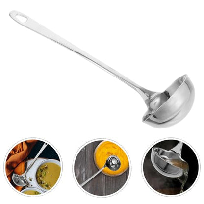 Zerodeko Stainless Steel Ladle with Pouring Spout – Metal Soup & Canning Spoon for Kitchen Use