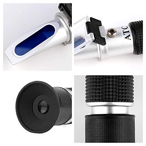 Beer Wort Refractometer for Homebrewing Beer, Dual Scale Specific Gravity 1.000-1.130 and Brix 0~32%, Beerbrewing Refractometer Hydrometer with (ATC) Autoction Temperature Compensation