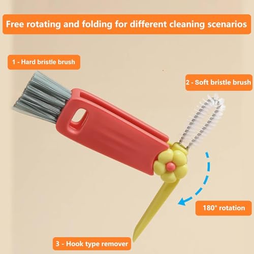 3Pcs 3 in 1 Multifunctional Cleaning Brush-Deep Clean Bottle Necks,Straws&Cup Lids. 3 in 1 Cup Lid Cleaning Brush,Portable Cup Lid Cleaner for Bottle Gap Tight Space Cup,Ideal for Home&Office&Travel