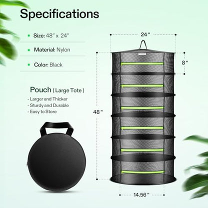 VIVOSUN 4-Pack 6-Layer Mesh Drying Rack Hanging Design with Green Zippers for Dehydrating, Indoor and Outdoor (Pruning Shears Included) - size: 6 Layer (Pack of 2), style: 2 Pack
