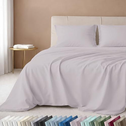 California Design Den Twin Sheet Set - 600 Thread Count Sateen, 100% Cotton Sheet Set, Deep Pockets with All Around Elastic, Snug Fit, Durable Bedding - Pale Lavender - color: 18 - Pale Lavender, size: Twin