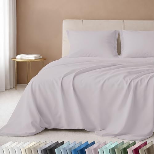 California Design Den Twin Sheet Set - 600 Thread Count Sateen, 100% Cotton Sheet Set, Deep Pockets with All Around Elastic, Snug Fit, Durable Bedding - Pale Lavender - color: 18 - Pale Lavender, size: Twin