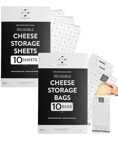 Formaticum Reusable Storage Bundle - Includes Reusable Cheese Storage Bags and Reusable Cheese Storage Sheets, Gift for Charcuterie Board Presentation and Food Tasting Events - size: Reusable 10-Pack-Bags & 10-Pack-Sheets