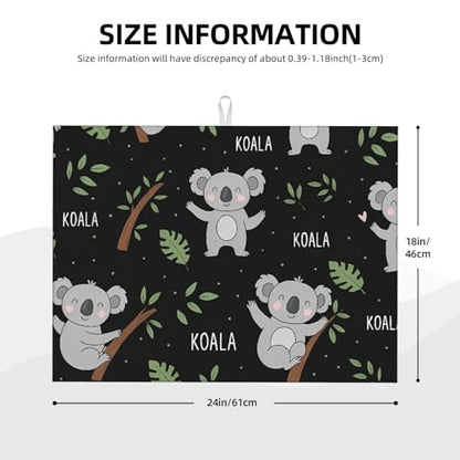 Cute Koala and Leaf Dish Drying Mat for Kitchen Counter Microfiber Absorbent Reusable Washable 18x24in - color: Cute Koala And Leaf