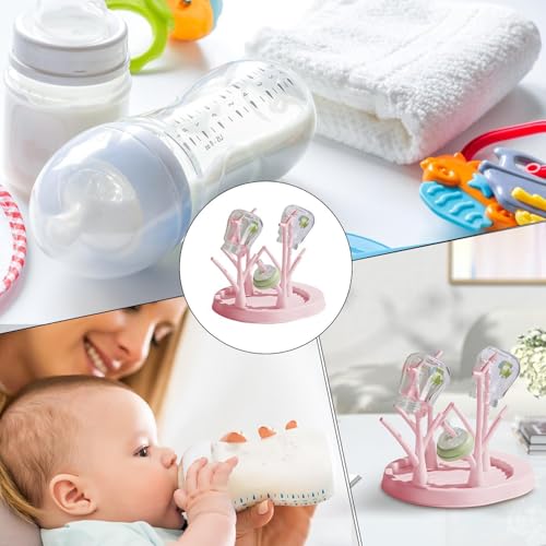 Baby Bottle Drying Rack - Countertop Baby Bottle Drying Rack | Detachable Baby Bottle Holder Storage | Tree-Shaped Bottle Dryer Rack | Space-Saving Bottle Holder for Baby Bottle, Pink - color: Pink