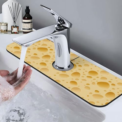 Cheese Faucet Mat For Kitchen Sink, Absorbent Countertop Protector, Quick Dry Sink Splash Guard Pad, Waterproof Draining Mat 15" X 5.5" - color: Style 5