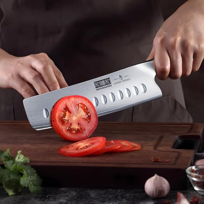 HOSHANHO 7 Inch Nakiri Knife, Japanese High Carbon Stainless Steel Chef Knife, Multipurpose Meat Vegetable Sharp Kitchen Knife with Ergonomic Pakkawood Handle - size: 7"