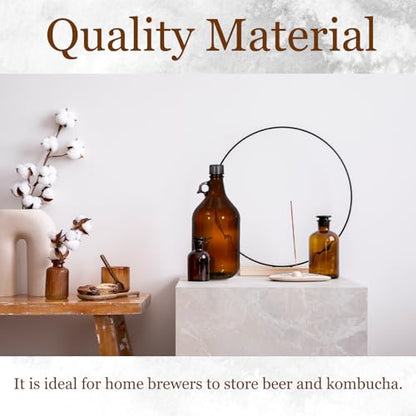 Maxdot 4 Pack 84 oz Glass Growler Bottles with Airtight Lid Amber Glass Carboy with Handle for Kombucha Beer Brewing Wine Making Castor Oil Decoration - size: 0.66 Gallon