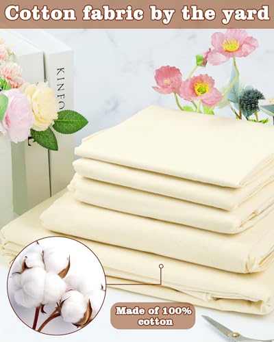 FIVEIZERO 100% Cotton Muslin Fabric by The Yard,63in x 1Yards Unbleached Natural Cotton Material–Medium Weight Beige Calico Fabric for Sewing,Quilting,Embroidery,Crafts & Apparel Projects - color: Natural Unbleached, size: 1 yard pre cut