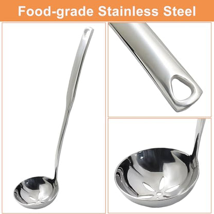 1Pcs 11.8 Inch Stainless Steel Soup Ladle, Stainless Steel Heavy Ladle with Pour Spout for Cooking/Serving Canning(Style-3) - size: Style-3