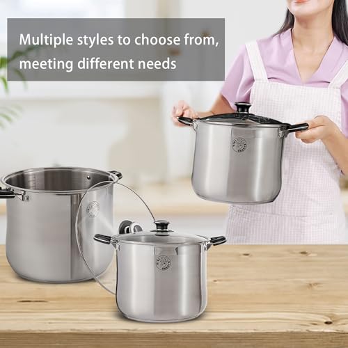 Vivicreate 9 Quart Stainless Steel Stock Pot with Lid Large Induction Cooking Pot for Pasta Soup Boiling Stew with Measurement Marks and Handles - size: 9 Quarts