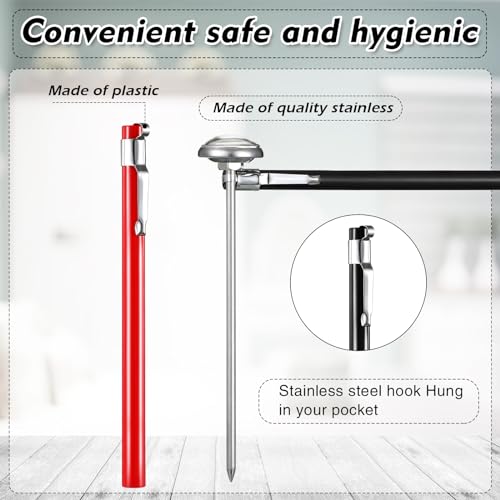 Xuhal 6 Pcs Stainless Steel Kitchen Thermometer with 5 Inch Long Stem 1 Inch Dial Thermometer Milk Frothing Food for Oven Probe Meat Grill BBQ Cooking Chocolate Water(Black, Red, White) - color: Black, Red, White