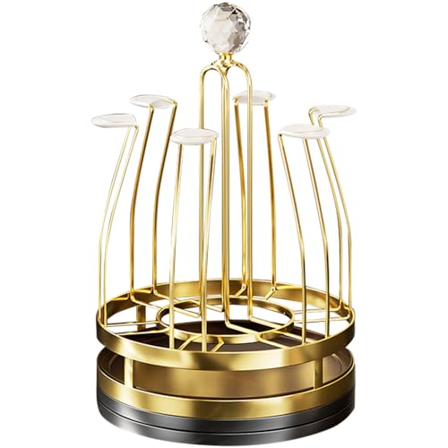 Rotating Mug Cup Drying Rack Stand Drinking Glass Cup Holder Organizer for Home Kitchen (Crystal Style)