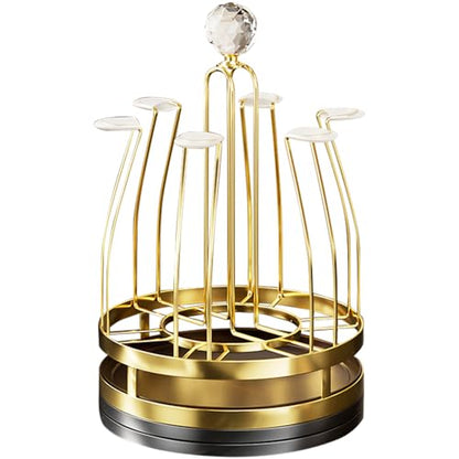 Rotating Mug Cup Drying Rack Stand Drinking Glass Cup Holder Organizer for Home Kitchen (Crystal Style)
