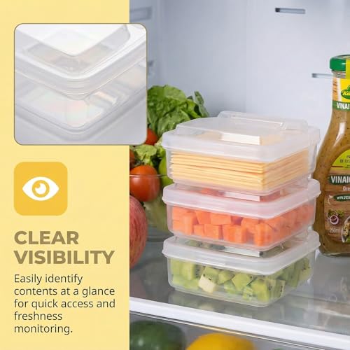 Sliced Cheese Container for Fridge Clear Plastic Flip Lid Cheese Slice Storage Box Refrigerator Organizer for Food Grated Cheese Singles Convenient Holder Keeps Cheese Fresh Longer