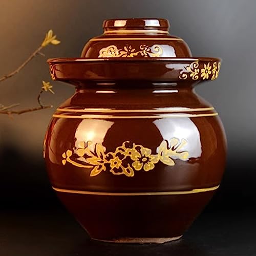 Ceramic Fermentation Crock Jar Kit,Sauerkraut Crock, Traditional Chinese Porcelain Pickle Jar with Water Seal Airlock Lid,Pickle Jar for Fermenting or Pickling Pickl 2.5Kg - size: 2.5Kg