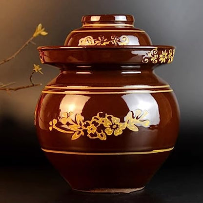 Ceramic Fermentation Crock Jar Kit,Sauerkraut Crock, Traditional Chinese Porcelain Pickle Jar with Water Seal Airlock Lid,Pickle Jar for Fermenting or Pickling Pickl 8kg - size: 8kg