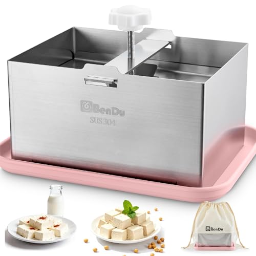 Tofu Press Stainless Steel, Paneer Maker with Tofu Press Cloth and Drip Tray, Improves Tofu Flavor and Texture, for Homemade Tofu, Paneer Press and Cheese Press, Multi-Functional Kitchen Tool（Pink） - color: Stainless Steel Standard