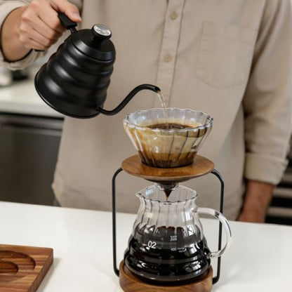 Gooseneck Kettle 1200ml for Pour Over Coffee Stovetop – Stainless Steel Coffee Pot with Precision Spout, 304 Food-Grade BPA-Free, Heat-Resistant Handle, for Gas Electric Ceramic Stove - size: 1200ML