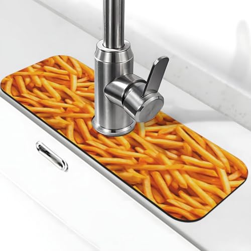 Fries Faucet Mat For Kitchen Sink, Absorbent Countertop Protector, Quick Dry Sink Splash Guard Pad, Waterproof Draining Mat 15" X 5.5" - color: Style 6