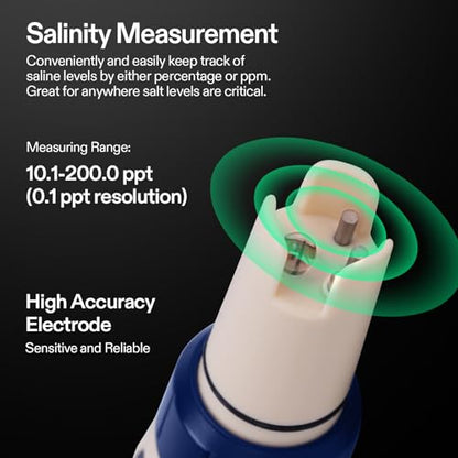 VIVOSUN 5-in-1 Digital PH Meter with PH/Salinity/TDS/EC/Temperature Function, Backlight Screen, IP67 Waterproof for Hydroponics, Home Drinking, Pool and Aquarium - color: Blue