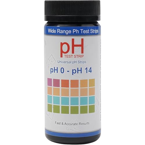 pH Test Strips 0-14, 100 Strips Universal Litmus Paper for Liquid, Water, Food & Soap Making, Fast Testing Alkaline & Acid Level Results