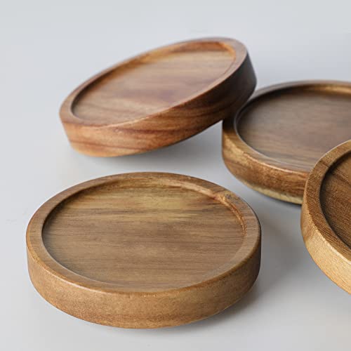 15 OZ Glass Jars with Airtight Acacia Wood Lids, 4 PCS | Kitchen Storage Container, High Borosilicate Glass Canisters for Tea, Sugar, Coffee Beans