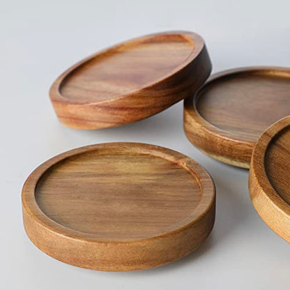 15 OZ Glass Jars with Airtight Acacia Wood Lids, 4 PCS | Kitchen Storage Container, High Borosilicate Glass Canisters for Tea, Sugar, Coffee Beans