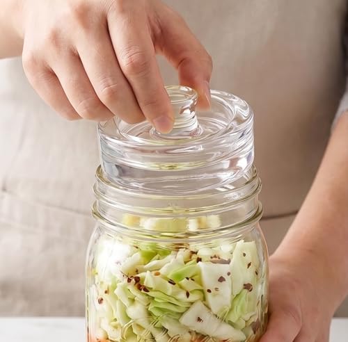 Mason Jar Fermentation Lid - Wide Mouth Pouring & Storage, Glass Weights for Home Kitchen