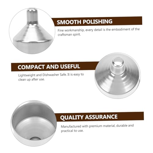 6Pcs Food Grade Stainless Steel Wide Mouth Funnels for Filling Bottles Small Liquid Transfer Funnels Resistant Scratching Lightweight Kitchen Accessories for Oil Wine Soy Sauce