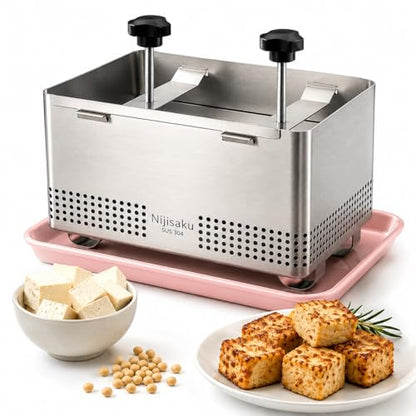 Tofu Press Stainless Steel, Paneer Maker & Cheese Press with Drip Tray and Cloth, Adjustable Tofu Maker for Extra Firm Tofu, Homemade Paneer & Vegan Cheese, BPA Free, Dishwasher Safe XL - size: 8.67 x 5.5 in