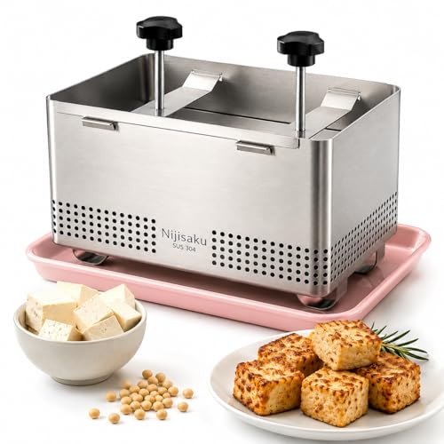 Tofu Press Stainless Steel, Paneer Maker & Cheese Press with Drip Tray and Cloth, Adjustable Tofu Maker for Extra Firm Tofu, Homemade Paneer & Vegan Cheese, BPA Free, Dishwasher Safe XL - size: 8.67 x 5.5 in