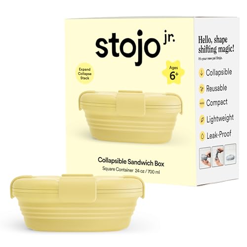 STOJO Collapsible Sandwich Box – 24oz, Reusable Food Storage Container, Silicone Bowl for Hot/Cold Food – Meal Prep, Lunch, Camping, Hiking – Dishwasher Safe (Mimosa, Set of 1) - color: Mimosa