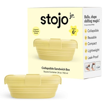 STOJO Collapsible Sandwich Box – 24oz, Reusable Food Storage Container, Silicone Bowl for Hot/Cold Food – Meal Prep, Lunch, Camping, Hiking – Dishwasher Safe (Mimosa, Set of 1) - color: Mimosa