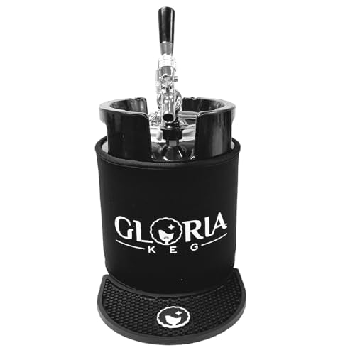 Gloria 7L (1.8 Gal) Mini Keg, Pressurized Keg for Drinks, with Tap System, Co2 Regulated, Stainless Steel - size: 7L Black