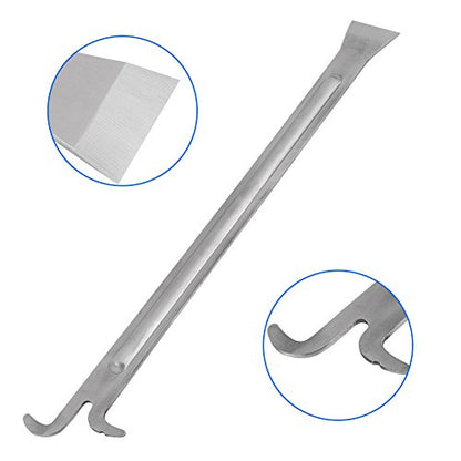 FTVOGUE 390mm Extra Long Hives Tool Stainless Steel Beehive Scraper Rust Proof Beekeeping Tool with Hooked End for Propolis Removal Apiary Work