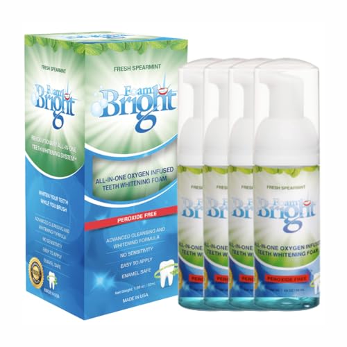Aligner & Retainer Cleaner Foam Bright, Teeth Whitening Foam, Great for Invisalign, Candid, Byte, Night Guard, Mouth Guard, Dentures, Whitener, Toothpaste & Braces Cleaner, Peroxide Free 4-Pack - color: 4 Units