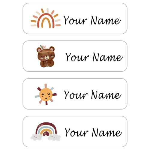 Custom Waterproof Dishwasher Safe Kid Name Labels for Daycare(128 Pack), Camp, School Supply, Baby Bottles, Lunch Boxes and Cups, Travel. Cute Personalized Design Name Stickers (Pattern 12) - color: Pattern 12