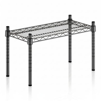 Black Epoxy Wire Storage Shelf, Dunnage Rack, Commercial 1 Tier Small Shelf, 12" x 24" x 14" - color: Black, size: 12"D x 24"W x 14"H