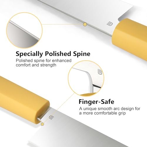8 Inch Chef Knife, AR-RPM9 Steel & Ergonomic Handle Cooking Knife, Ultra Sharp Professional Kitchen Knife with Gift Box for Home Chefs - color: Pale Yellow, size: 8"